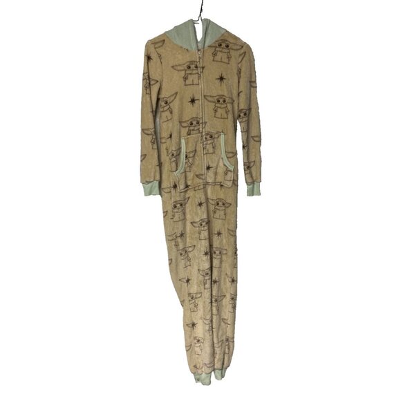 Star Wars Baby Yoda The Child One Piece Union Suit Zip Up Pajamas Adult XS - Picture 1 of 6